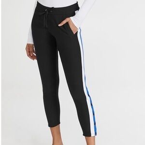Plush Tapered Joggers with Snaps in Black/Ivory/Blue Women’s Size XL